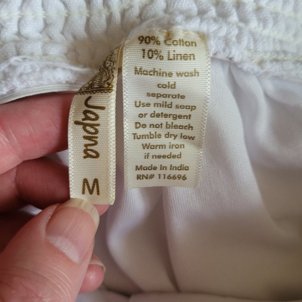 Japna white cotton linen blend button front dress size medium - Picture 10 of 11